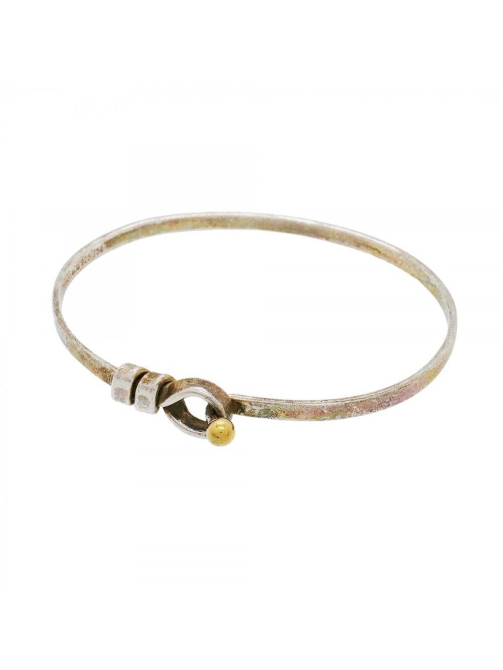 Tiffany & Co Bangle Hook Eye 18k Yellow Gold 925 Sterling Silver Bracelet